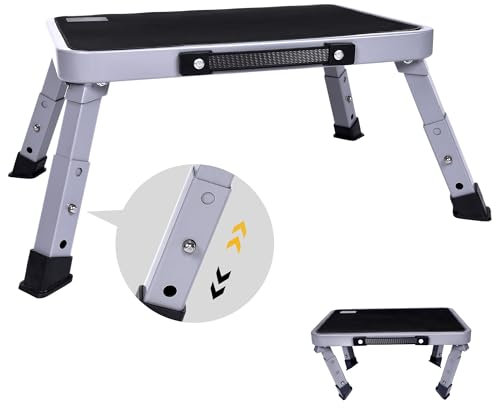 Step Stool, Adjustable Folding Step Stools for Adults and Seniors, Foldable Step Stool,Step Ladder with Anti-Slip Platform and Rubber feet for Kitchen,Bed,Garden,RV,Office Use,350Ibs Capacity