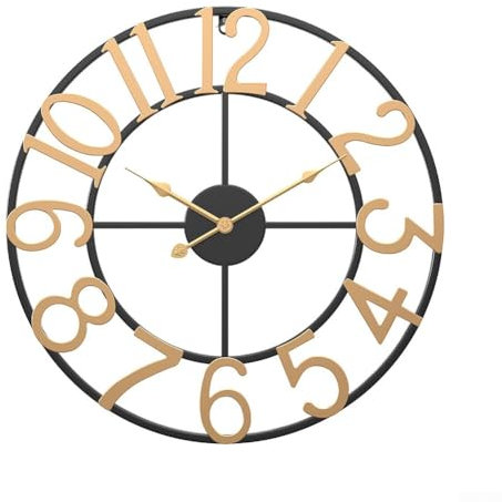 HpLive Horloge murale vintage en métal pour l'extérieur, 34 cm/40 cm, résistante aux intempéries, pour jardin, terrasse, piscine, cuisine, salon, ferme (40 cm)