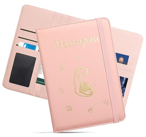 Funda para pasaporte de maternidad de piel sintética, para carné de maternidad (9 compartimentos), color rosa