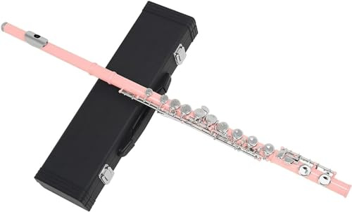 LABLADUO Flöjt, flöjter musikinstrument 16 hål flöjt hål stängd nyckel C rosa flöjt professionell flöjt med låda rengöringsduk pinne handske vindmusikinstrument