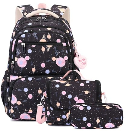 FANDARE Léger Sacs à dos pour enfants avec panier repas & trousse Sac a Dos Loisir d'école d'écolier junior Cartable réfléchissant Fille scolaire Primaire Élémentaire Collège Ecole School Daypacks