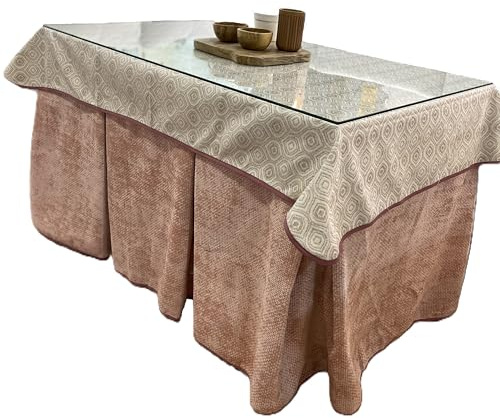 Genérico Mantel de Mesa Ropa de Mesa Camilla Tejido RÚSTICO Terciopelo Elegante Extragrueso - Color Rosa - Varias Medidas - Falda Mesa Camilla, Enaguillas, Enaguas, Ropa Chenilla (120X70CM)