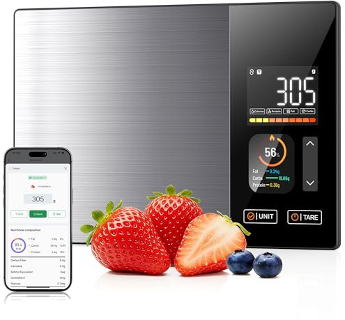 Smart Food Scales Calorie Counting Nutrition Food Scale with Free App & Bluetooth,Tracks 23 Nutrients,Dual Display with Nutrition Info,Offline Mode–for Calorie Control,Weight Loss &Fitness