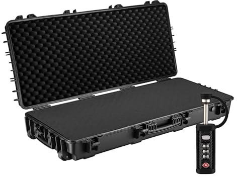 Wiltec Skyddsväska 119 x 53 x 21 cm med TSA-lås, vattentät transportväska med skumvaddering, vapenkoffert i PP och glasfiber