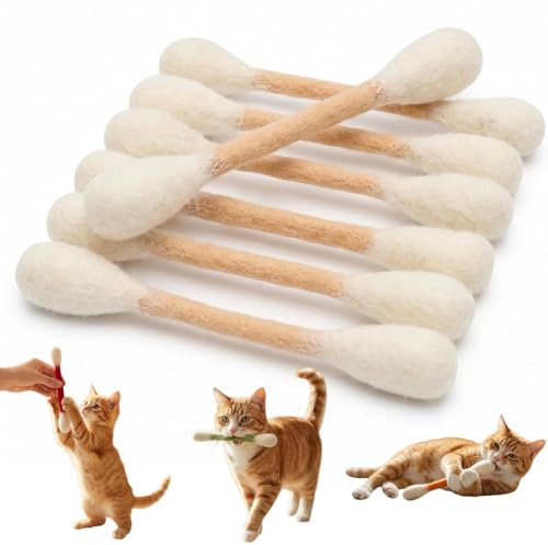 Bomullspinnar kattleksaker med kattmynta, 6-pack gigantisk filt kattunge tuggpinnar för inomhuskatter, hållbar katt tandsprickningsrep, interaktiv kattunge-kicker-leksak, mjuk plysch tuggpinnar för