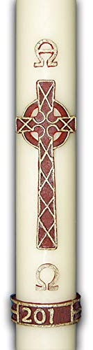 F.A.Dumont Paschal Candle with Red Celtic Cross Wax Motif (2 x 36)