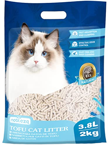 Nobleza Litière pour Chat Agglomérante et Végétale 3.8 litres~ 2KG, litiere Chats sans poussière ni Odeur