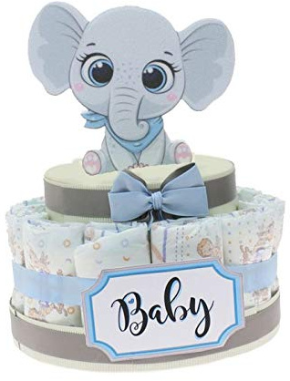 Torta Pannolini Elefante Effye Bimbo Idea Regalo Nascita Economica, idea regalo nascita economica e originale (Torta da 15 Pannolini)