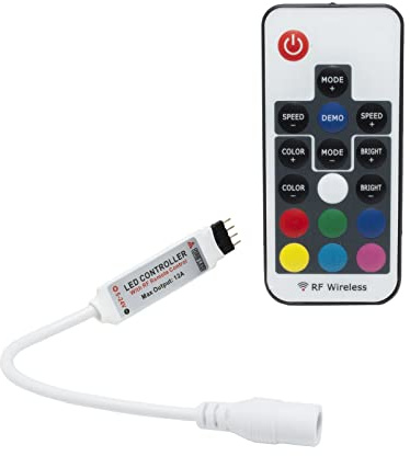 Centralina mini controller dimmer RGB 12V 24V 6A effetti luce colorata per strip strisce LED con telecomando RF