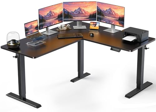 ErGear L Shaped Standing Desk, 63x55 Electric Adjustable Height Sit Stand up Desk, Ergonomic Large Computer Table, Left & Right Interchangeable Installation, Suitable for Home Office, Black