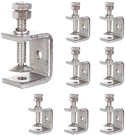 AKOLAFE 8 Stück C klemme 30mm Edelstahl 304 C Zwingen Schraubklemme 0-25mm Roubste Trägerklemme Silbrige Tischklemme Hochleistung Schraubzwinge Für Holzbearbeitung, Schweißtischlerei, Tischlerei