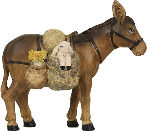 FADEDA Burro con oveja/altura: 12 cm/pintado a mano/detallado belén figuras - decoración de mesa de Navidad cuna accesorios