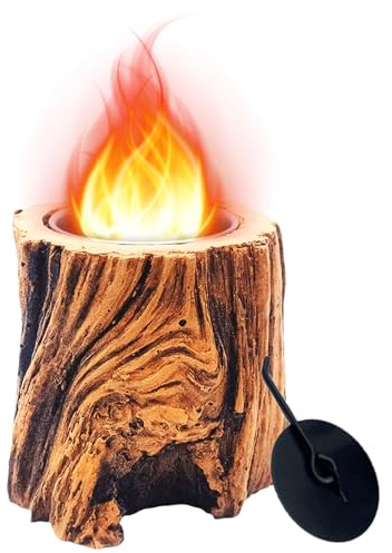 Einzigartiger Tischkamin, Stumpf-Design, Tischfeuer für Indoor und Outdoor, Rund Bio Ethanol Kamin, Bioethanol Terrassenfeuer, Tischfeuer Set, Balkon Deko Terrasse, Dauert etwa 60 Minuten