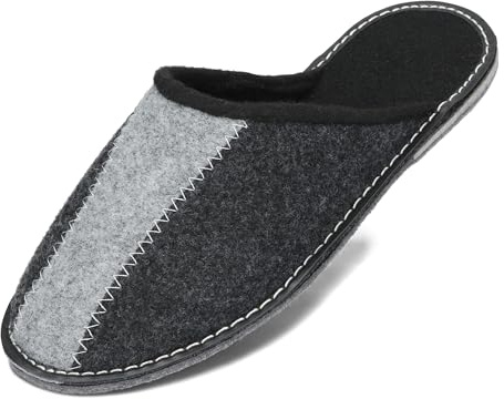 BeComfy Pantofole in Feltro da Uomo con Suola in Feltro Molto Leggera – Grafite-nero – 44