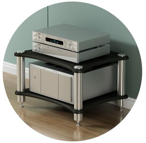 Standfüße 1/2/3/4-stufiges HiFi-Rack-AV-Regal HiFi-Rack, AV-Regal, 4-stufiger TV-Ständer Mit MDF-Medienregalen Leistungsverstärkerregal Mit Stoßdämpfenden Füßen ( Color : Schwarz , S : 60*48*40cm(2Tie