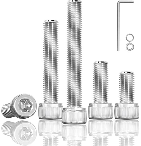 60 tornillos cilíndricos con hexágono interior, M3 x 10 mm, tornillos de cabeza cilíndrica, acero inoxidable A2-70 DIN 912, tornillos hexagonales (con junta de tuerca de acero inoxidable y llave)