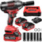SundpeyPRO 1500N·M Cordless Impact Wrench - 1107ft-lbs 1/2inch Brushless High Torque Impact Wrench with 2 X 4000mah Battery - Power Impac Gun W/Sockets & Fast Charger & Case for Truck Car Heavy Duty