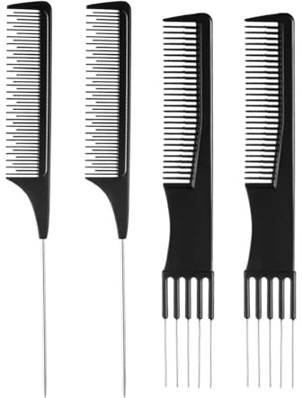 2 Pieces Of Needle Comb And 2 Pieces Of Pointed Tail Comb, Hair Comb, Women'S Comb, Protruding Comb, Fine Tooth Comb, Metal Tooth Comb, Bifurcated Comb.