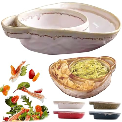 MEKLITRZ Bol À Soupe Et À Sandwich, Bols À Soupe Rétro En Céramique Avec Anses, Assiettes À Soupe Et À Sandwich En Céramique, Bols À Céréales Compatibles for Soupe, Salade, Fruits, Pâtes(Apricot)