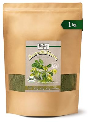 Biojoy Moringa en Polvo Ecológica (1 kg), hojas molidas para té o batidos (Moringa oleifera Lam.)