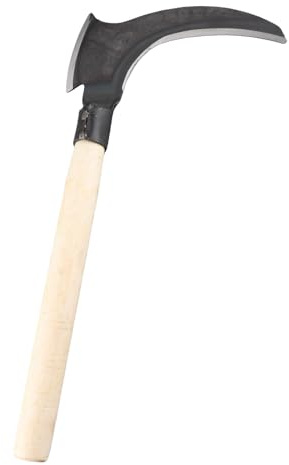 ERYUE Falce Portatile a Doppia Falce in Acciaio Ad Alto Contenuto di Manganese con Maggiore Forza di Taglio per Attrezzi da Giardinaggio, Taglio Dell' (Testa di taglio singola, bastone di legno)