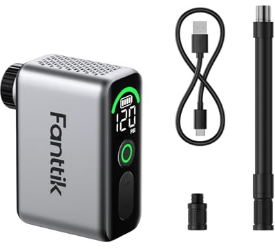X10 Ace Tiny Mini elektrisk cykelpump, 120 PSI kompakt cykelpump elektrisk med presta och Schrader-ventil, snabb uppblåsning liten cykelpump bärbar för vägcykel