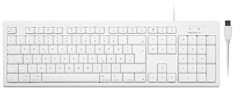 Macally QKEY-DE, erweiterte Mac-Tastatur, USB-A 105-Tasten mit Ziffernblock, deutsches QWERTZ-Layout