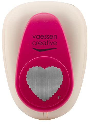 Vaessen Creative Motivstanzer Herz - 6.7 x 7 cm - Stanzer für Bastelpapier, Tonpapier, Scrapbookpapier oder Decoupagepapier, Weiß/Rosa