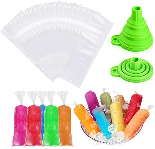 Bolsas de hielo apilables, bolsas de hielo de plástico de fácil liberación, máquina de congelación autosellante, bolsa enfriadora de hielo frío para cóctel y vino, 240 bolsas (con 1 embudo)