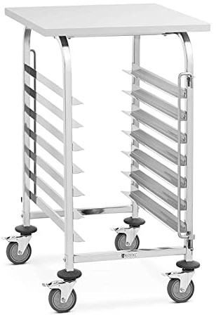Royal Catering RCTW 7 TB Plateau Chariot 7 étagères en Acier Inoxydable, Plateau de Caisson, Chariot de Boulangerie, Chariot de Four, Chariot pour plaques de Cuisson