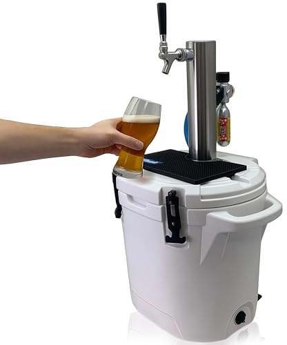 Coldbreak ColdOne Non-Electric Portable Kegerator, 2 Gallon Refillable Keg for Craft Beverages, CO2 Regulator with Stainless Steel Parts, Easy to Fill and Clean, Cold for 5 Days, Made in USA