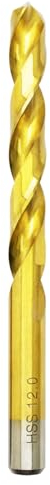 Hilpaty HSS-TiN Drill Bit 12mm x 151mm x 1pc Titanium Coated Twist Drill Bits for Metal, Stainless Steel, Non Ferrous, Cast Iron, Wood