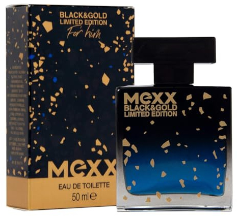 Mexx Black & Gold Limited Edition Man Eau de Toilette, profumo da uomo, legno e fruttato, 50 ml