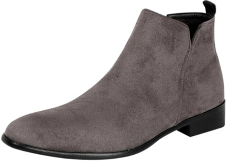 Chelsea Boots - Stivaletti da uomo in pelle scamosciata, con chiusura lampo, da cowboy, da donna, grigio., 42