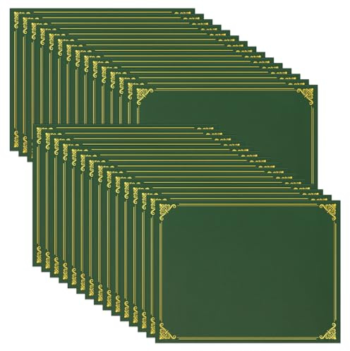 Ndsox 30 Packs Green Certificate Holders, Graduation Diploma Holders, 350GSM, Diploma Covers with Gold Foil Border for Letter Size 8.5 x 11 Award Certificate Paper, Cardstocks and Documents