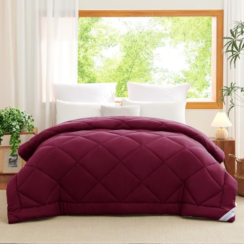 WAVVE Edredón Relleno Nórdico 220x240 cm para Cama 135/150 / 160, Edredón de Fibra 300gr/m², Ligero, Suave, Transpirable (240x220 cm, Burdeos)