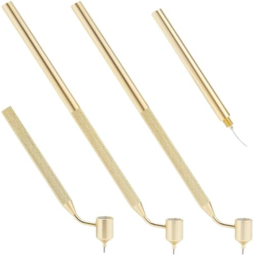 GORGECRAFT 2 Stylo de Peinture à Lignes Fines de 0.5mm Stylo Applicateur de Fluide Incliné en Aluminium Doré Stylo Applicateur de Peinture de Retouche de Précision pour Dessiner des Lignes Réparer