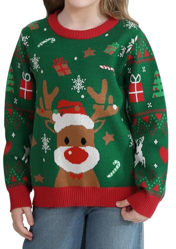 Saodimallsu Chandails de Noël Famille Femmes Hommes Enfants Unisexe Pull de Noël Motif Renne Pull Hiver