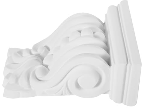 DOITOOL European Style PU Decorative Corbel Wall Bracket, Vintage Roman Column Head Sculpture for Home Fireplace Corner, White Rustic Carving Corbels for Interior Decor