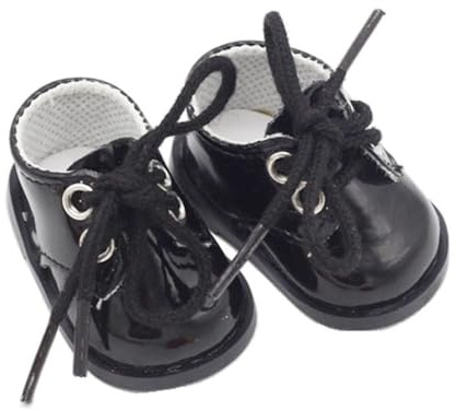 Uterui 14in Doll Leather Shoes 20cm Cotton Doll Lace-up Shoes Costume Accessory (Black)