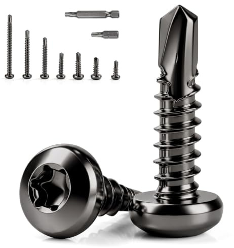 100 tornillos de perforación Torx M4,2 x 16 mm, cabeza redonda, tornillos autorroscantes, acero inoxidable 410, cabeza alomada, tornillos autorroscantes, negro, DIN 7504, tornillos de techo metálicos
