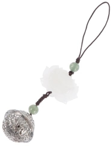 YARNOW Chaîne de Téléphone Portable Rétro Style avec Pendentif Cloche et Décoration Suspendue Accessoire Multifonction pour Téléphone Sacoche et Porte-clés Design Élégant Blanc Jade