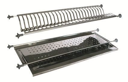 Escurreplatos para empotrar de 56 cm, acero inoxidable con bandeja recogegotas