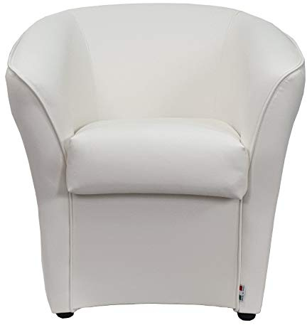 Totò Piccinni Poltrona POZZETTO Imbottita Artigianale in Ecopelle Design Made in Italy (Bianco)