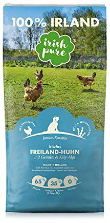 Irish Pure Welpenfutter Trockenfutter | 1.5kg | Freiland-Huhn mit Kelp-Alge & Gemüse | Junior | Hoher Fleischanteil | Getreidefrei | Sensitiv | Hundetrockenfutter | Für alle Rassen