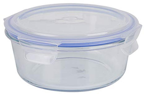 axentia Frischhaltedose aus Glas, klar/blau, ca. 950 ml, 5