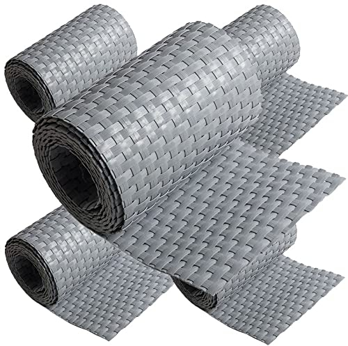 5 x Poly-Rattan Sichtschutzstreifen für Doppelstabzaun Doppelstab Matten Flechtzaun 19|255 cm Grau