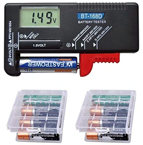 GTIWUNG Probador De Pilas Digital con Pantalla LCD, Probador Testador Universal Comprobador de Pilas Baterias Digital Medidor Voltaje Pilas AAA C D 9V 1.5V, Negro