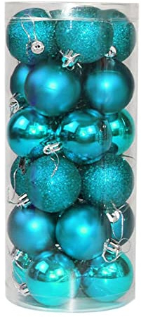 30 mm/24 st julgranskulor okrossbar blågrön blå, julgransdekorationer bollar jul hängande dekorationer högtidsdekor – glansig, matt, glitter