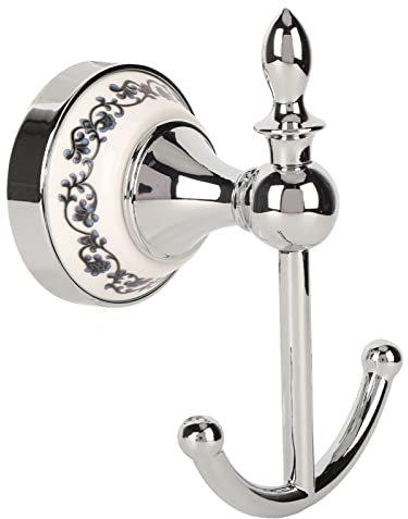 Tomotato Ganci Appendiabiti da Parete Doppi con Base in Ceramica, Ganci Decorativi a Forma di Ancora Marina, Portasciugamani per Cappotto, Sciarpa, Borsa, Asciugamano, Portachiavi(Argento)